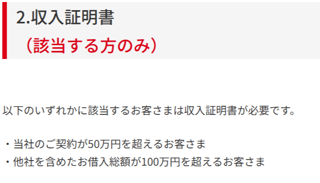 アコムの収入証明書提出条件
