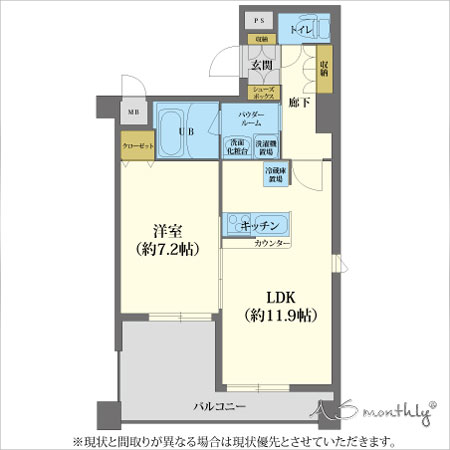 京都市役所前Ⅲ 1LDK ”PREMIUM”間取り