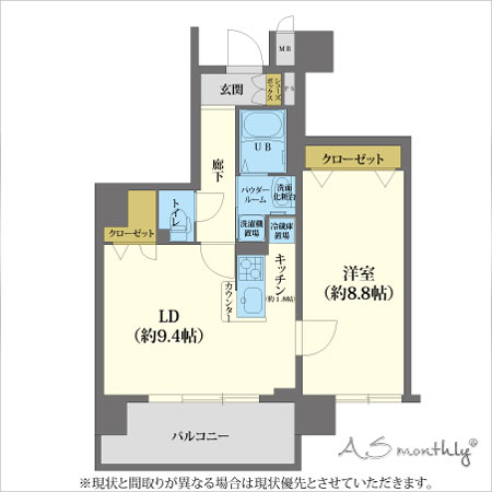 京都四条 1LDK ”PREMIUM”　間取り