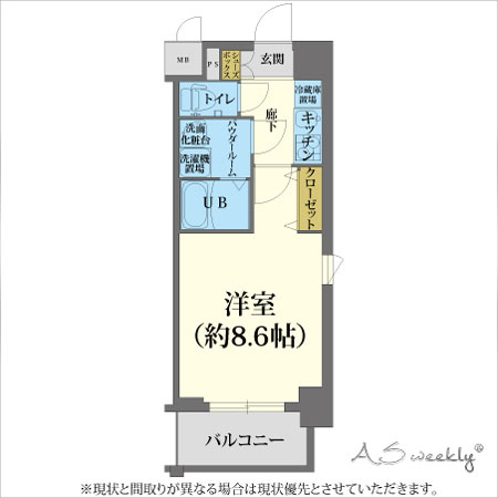 難波-1 禁煙（6）間取り